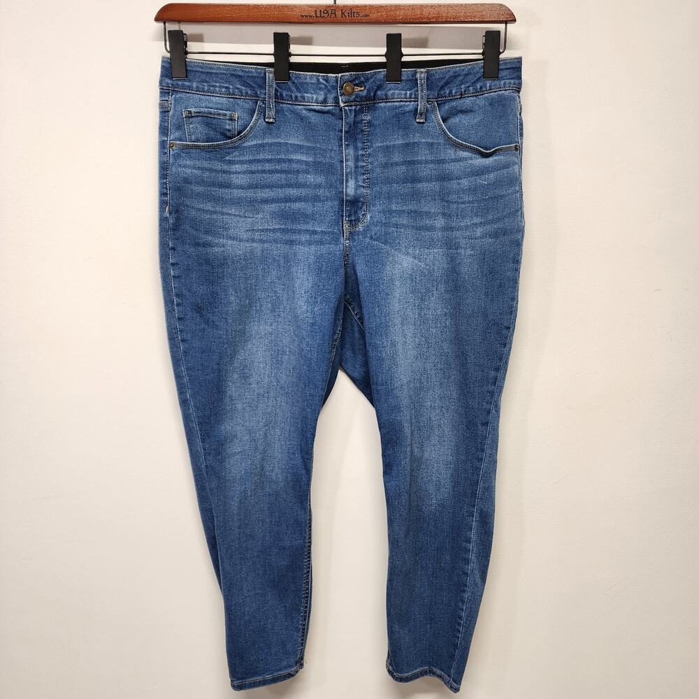 Ava & Viv Womens High Rise Skinny Jeans Size 20W 40X28 Elastic Waist Taper Ankle